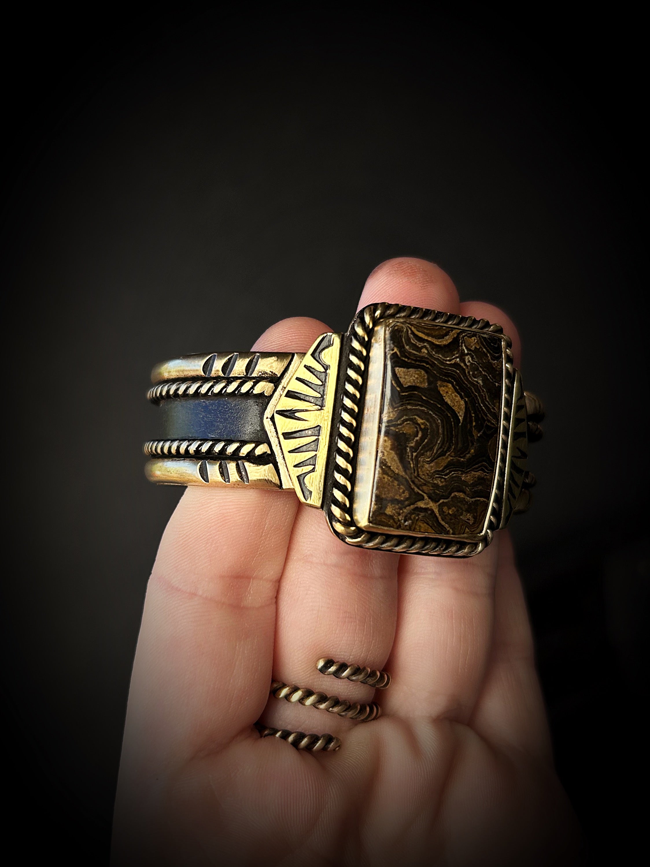 Brass Stromatolite Cuff Bracelet