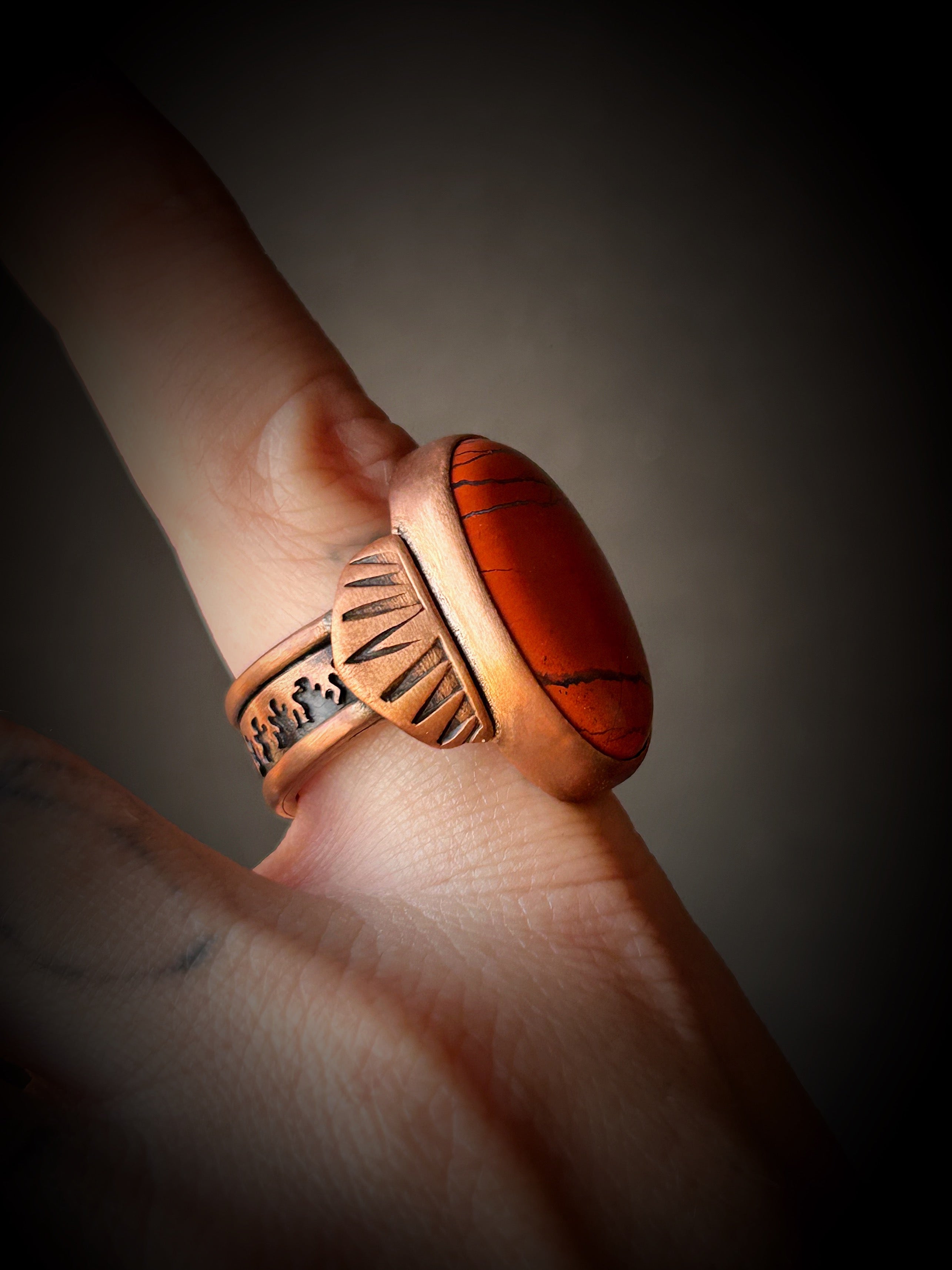 Copper Red Jasper Ring Size 10
