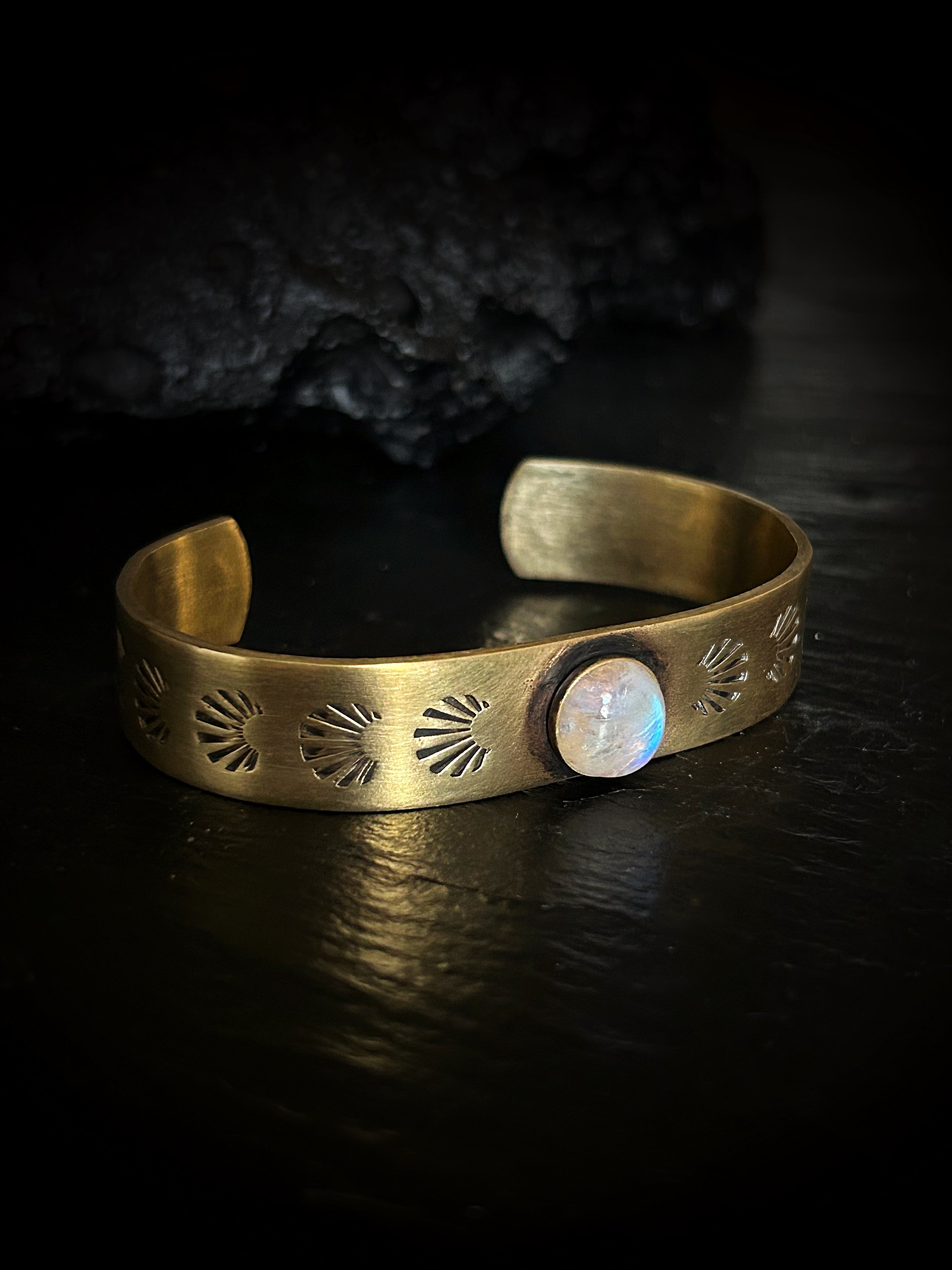 Brass Moonstone Cuff