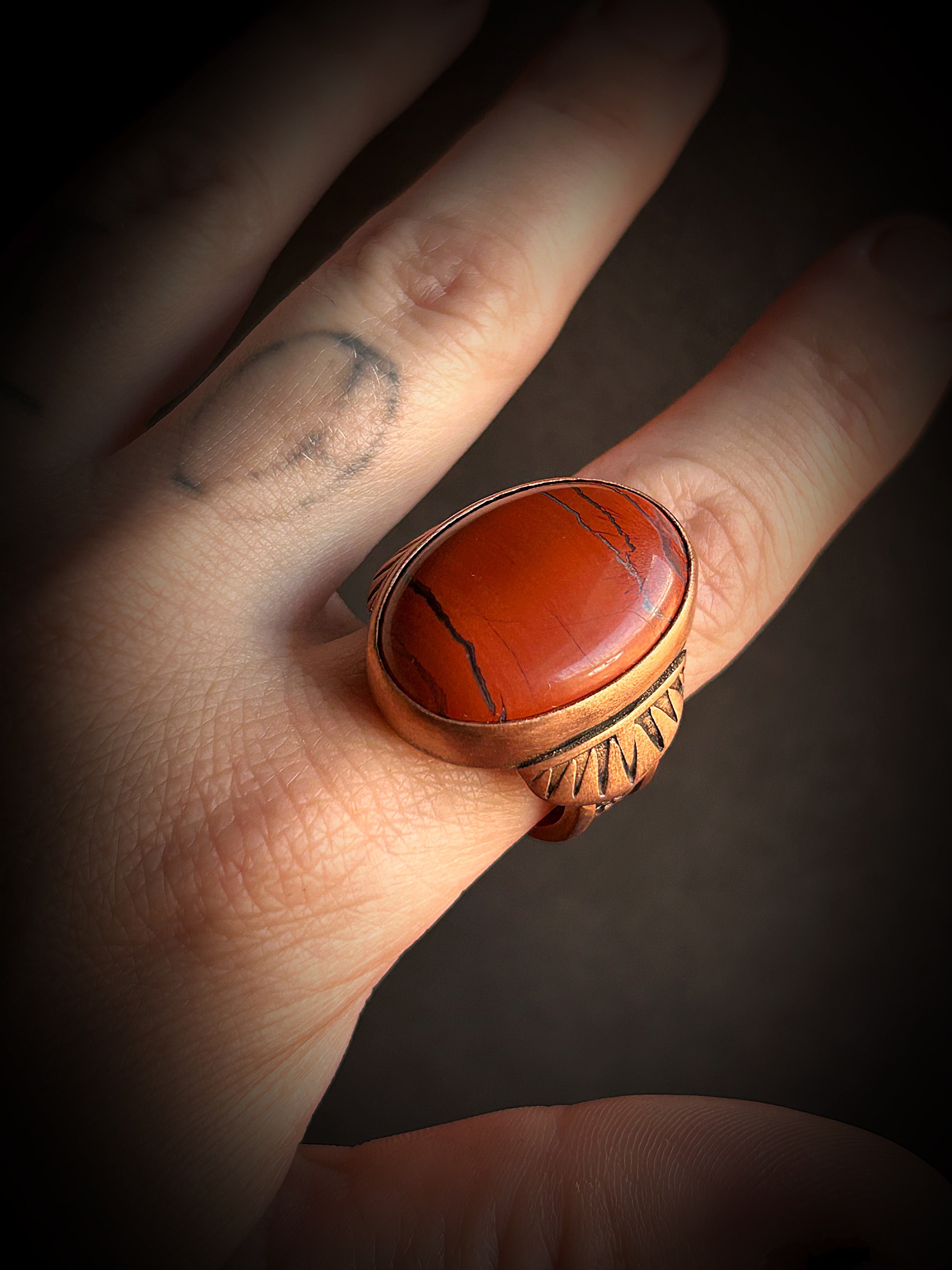 Copper Red Jasper Ring Size 10