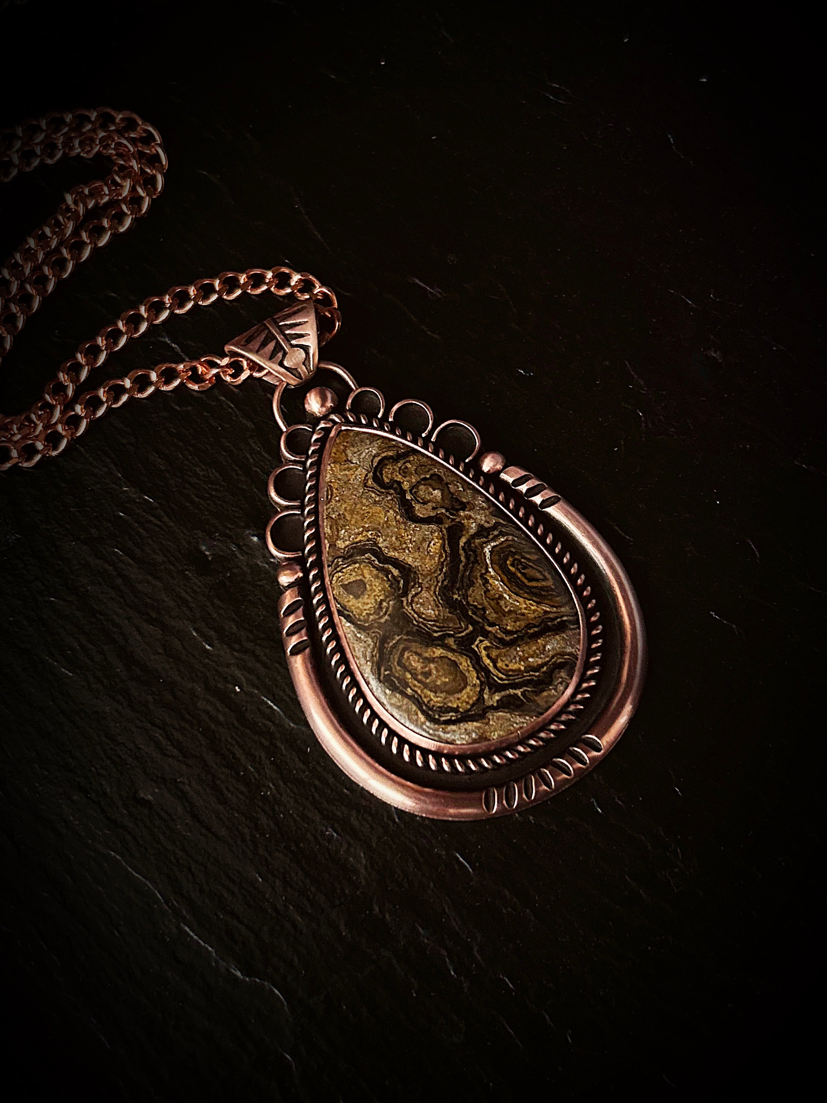 Copper Stromatolite Necklace Pendant