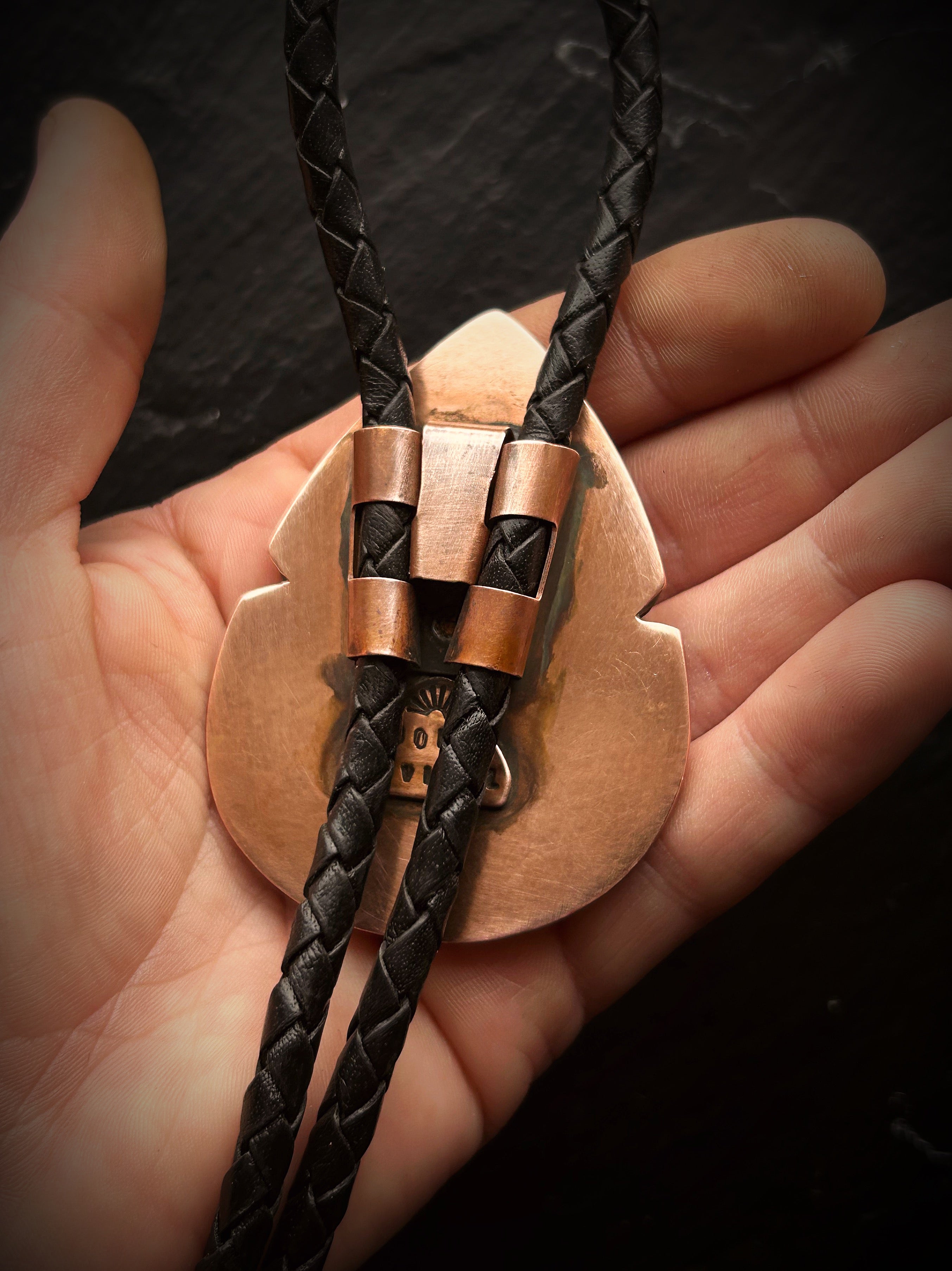 Copper Dendritic Opal Bolo Tie