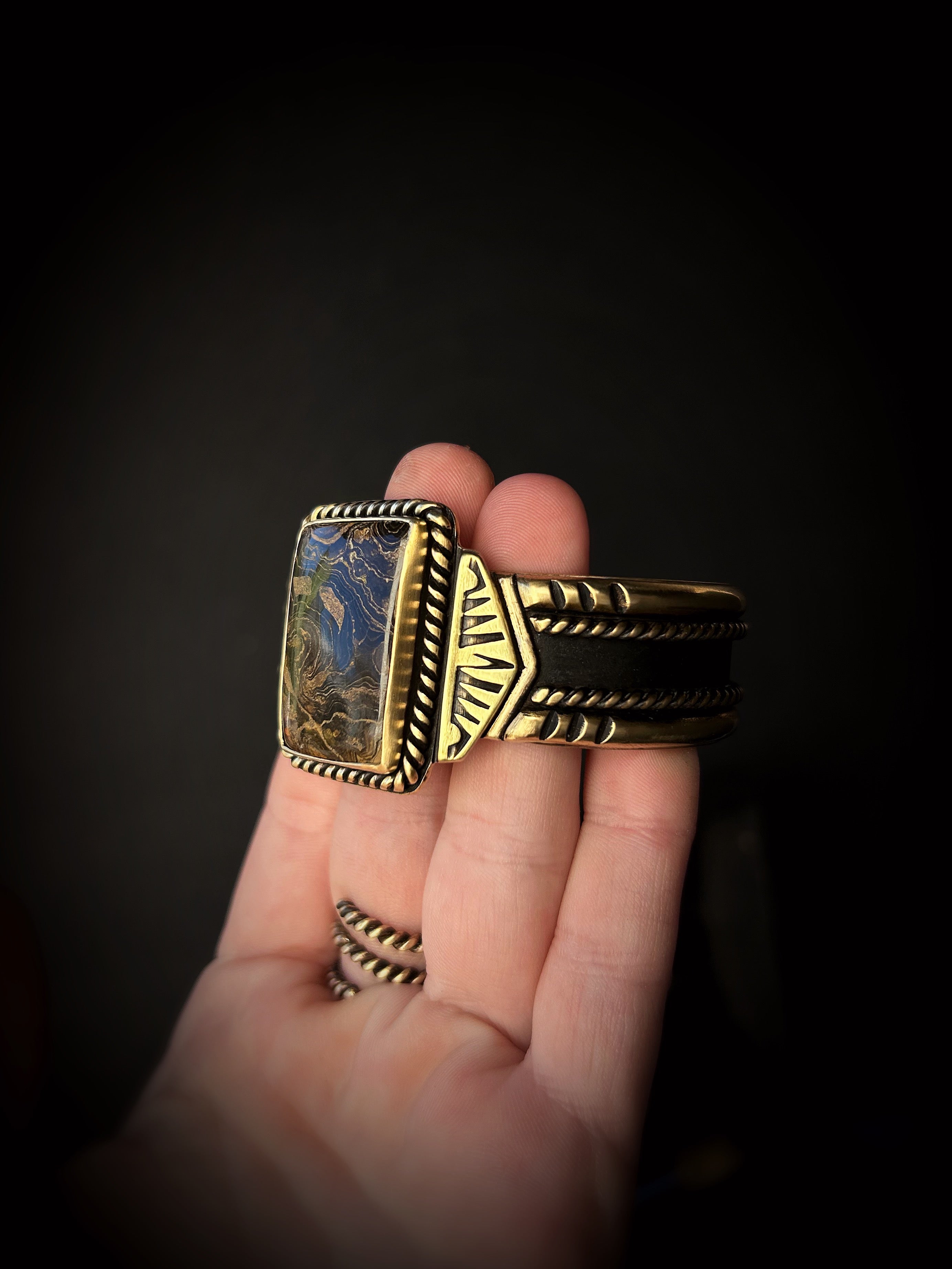 Brass Stromatolite Cuff Bracelet