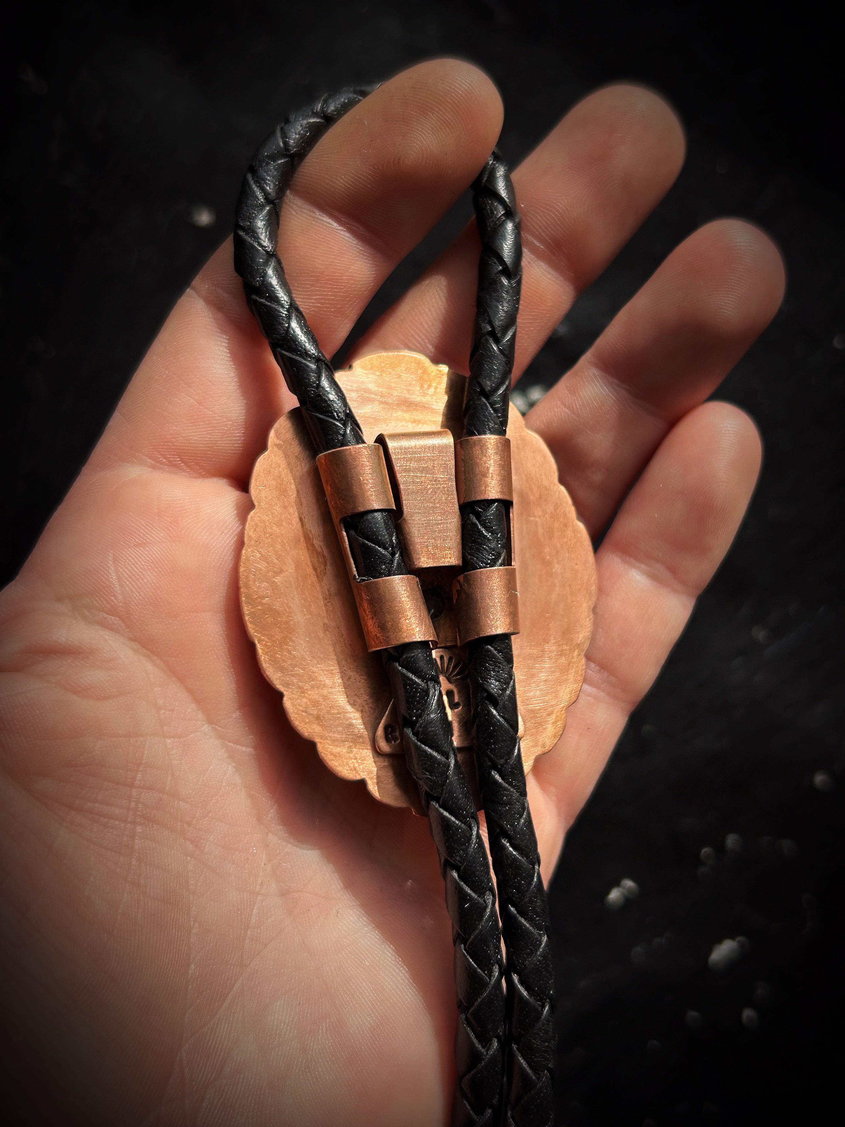 Copper Dendritic Opal Bolo Tie
