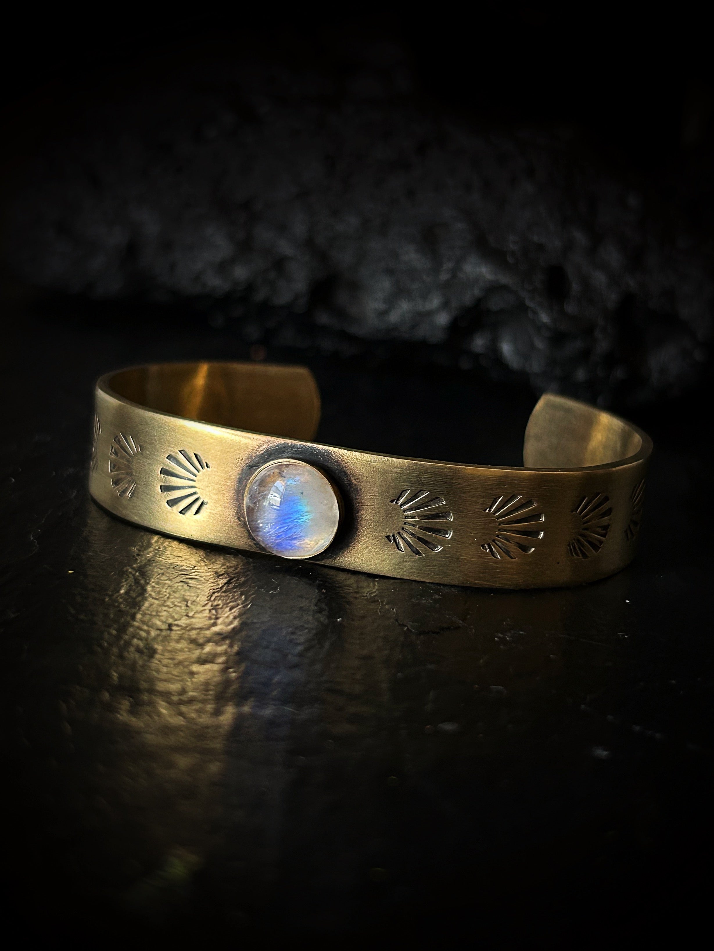 Brass Moonstone Cuff