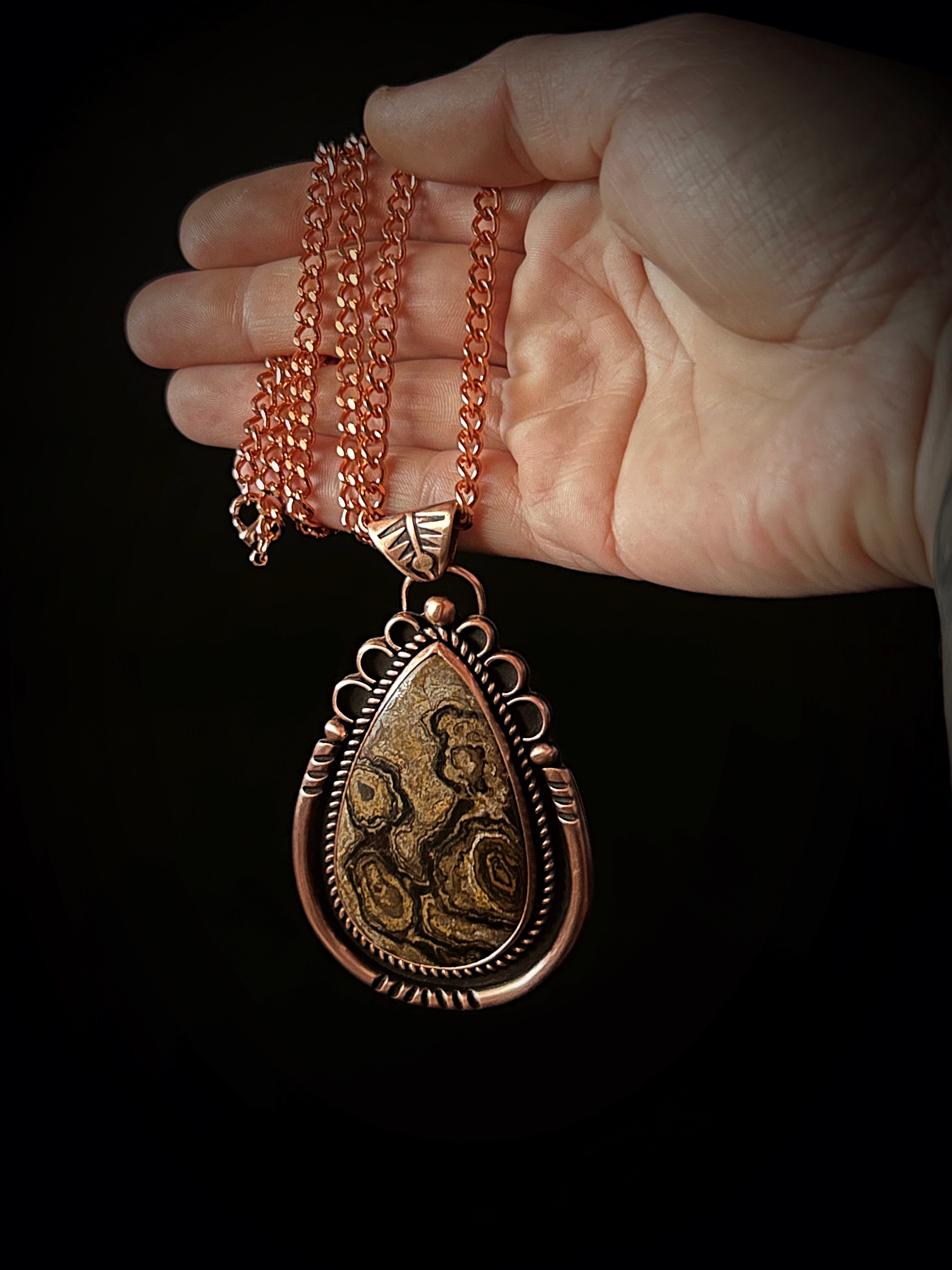 Copper Stromatolite Necklace Pendant