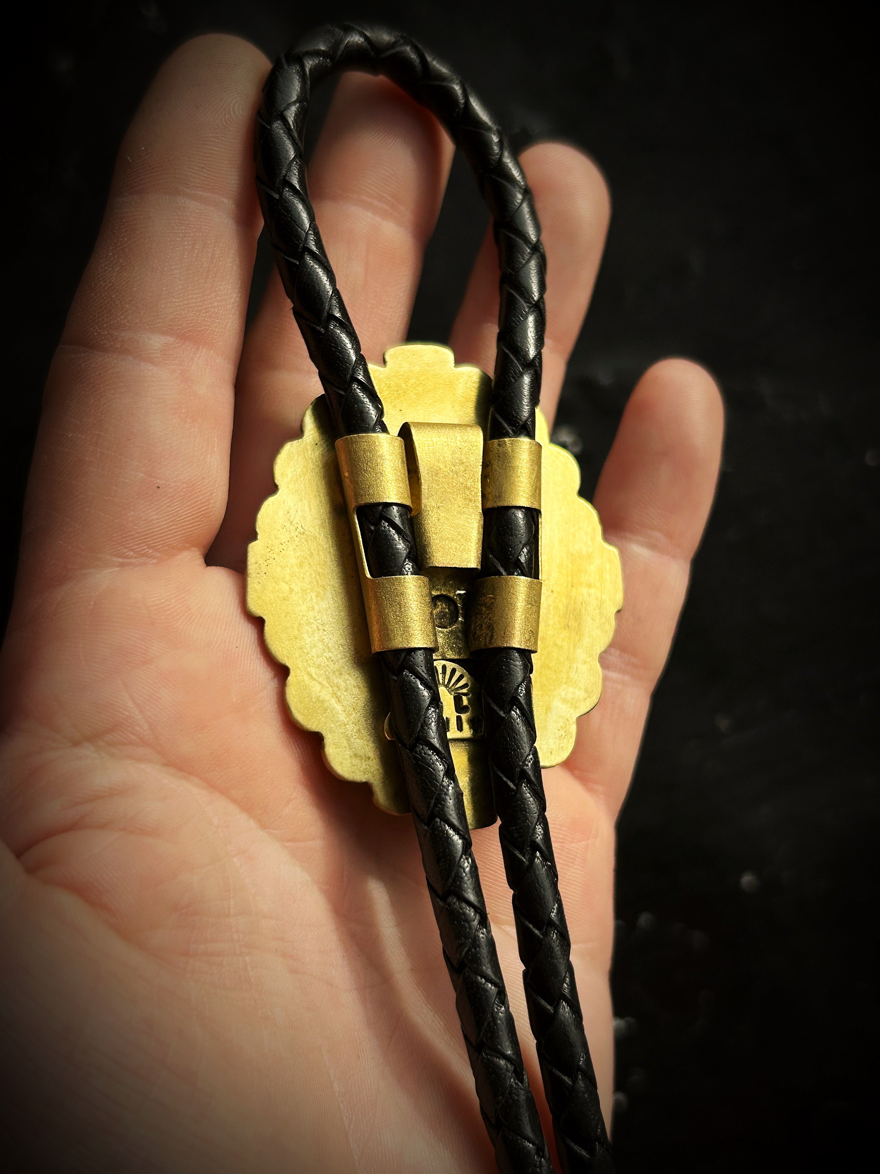 Brass Dendritic Opal Bolo Tie