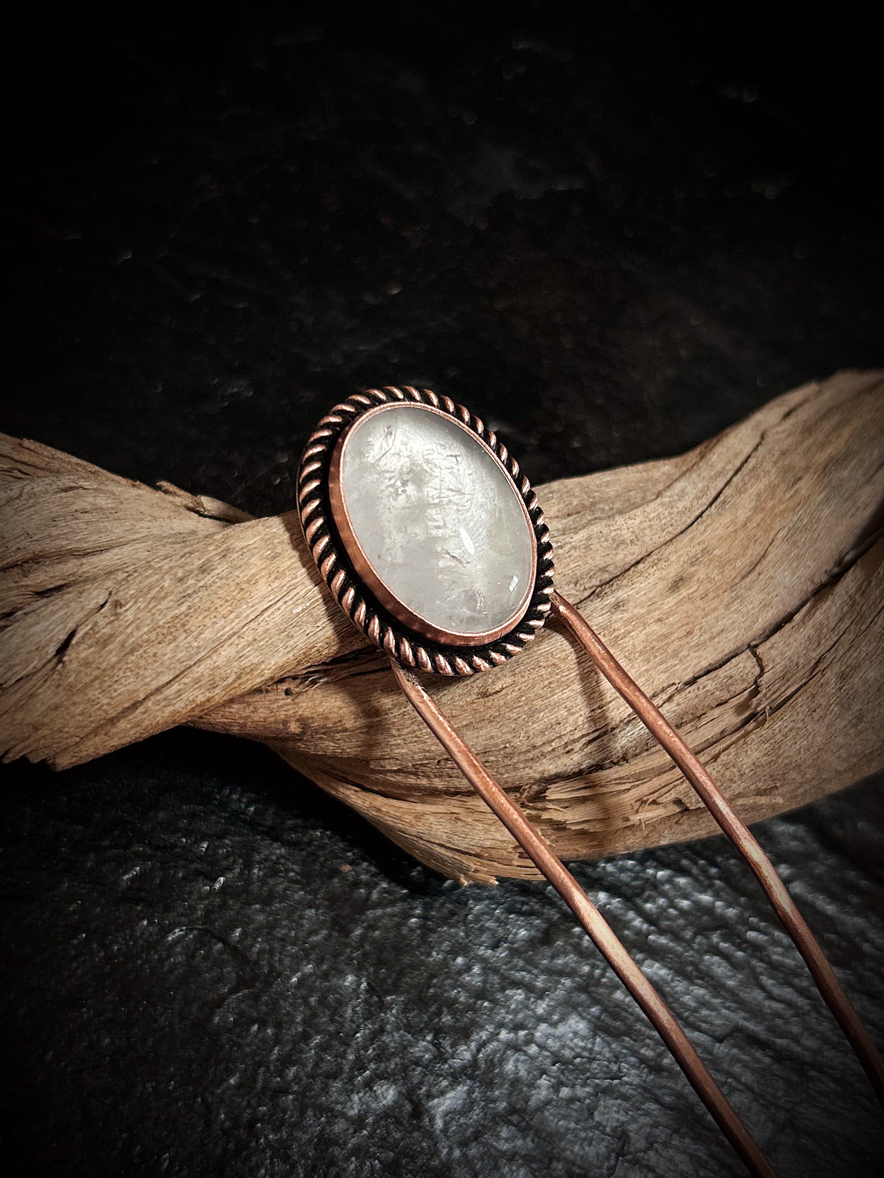 Copper Clear Quartz Hair Fork