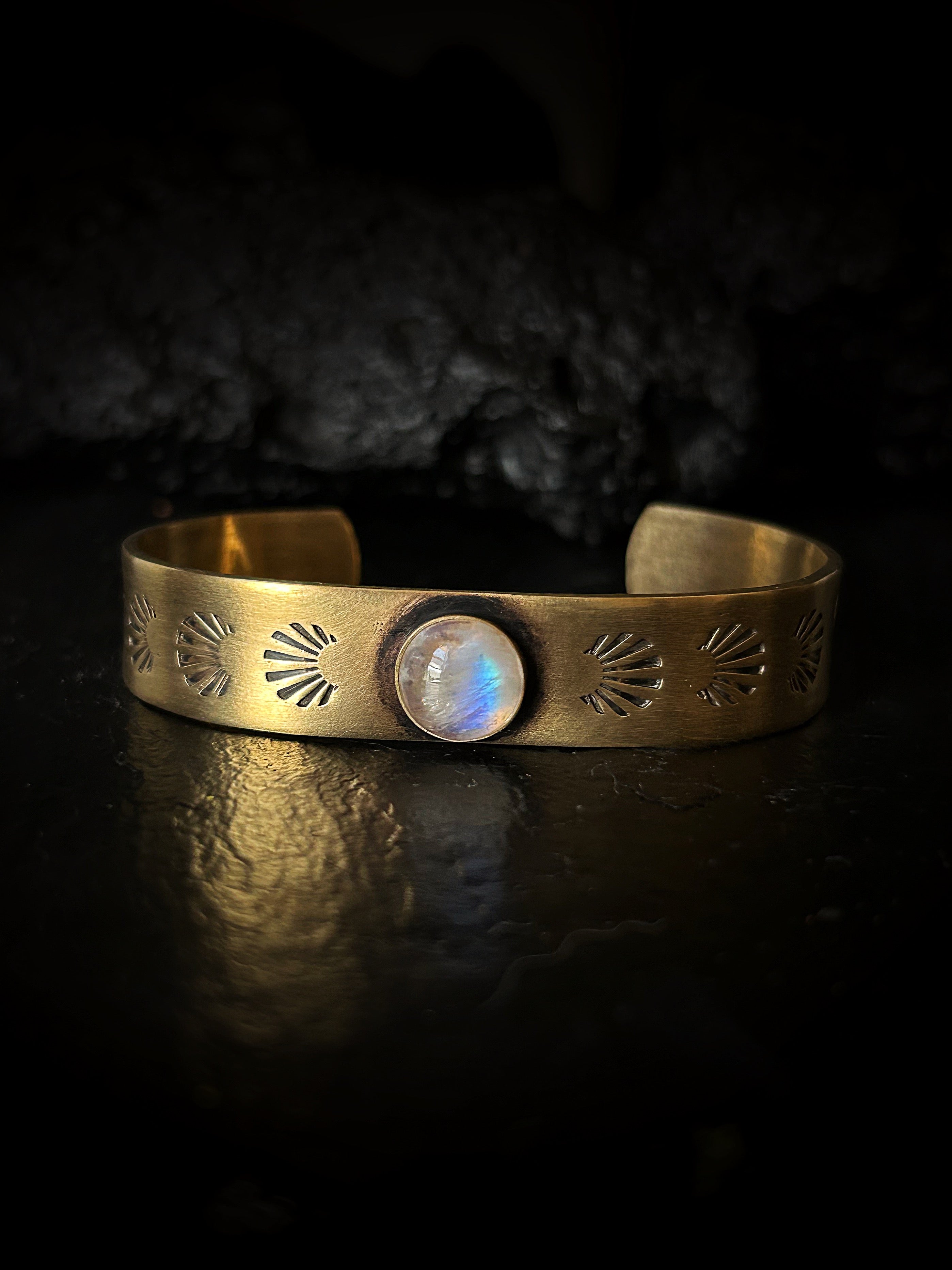 Brass Moonstone Cuff