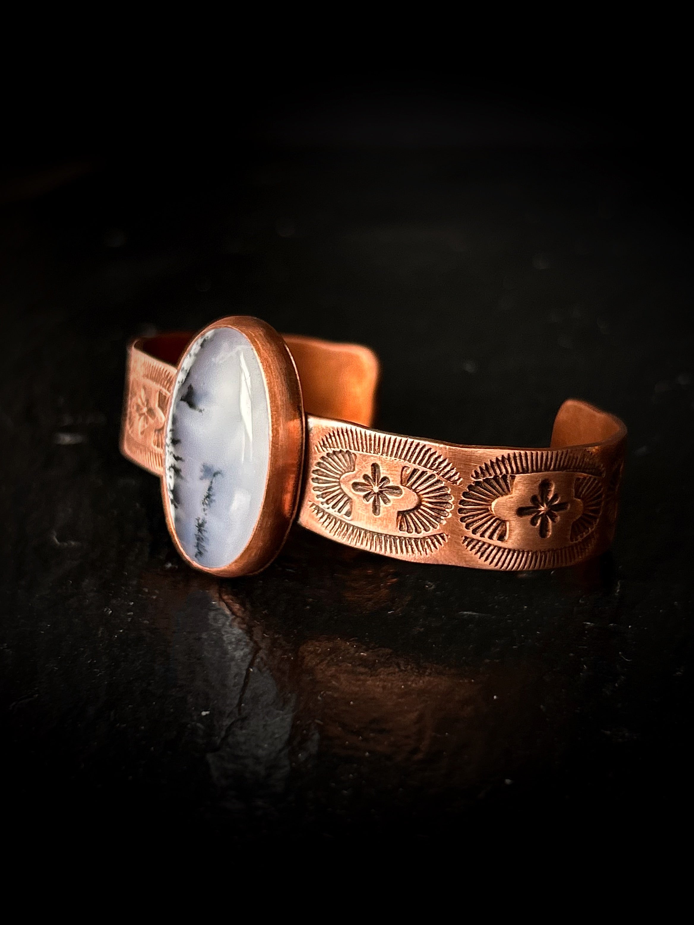 Copper Dendritic Opal Cuff