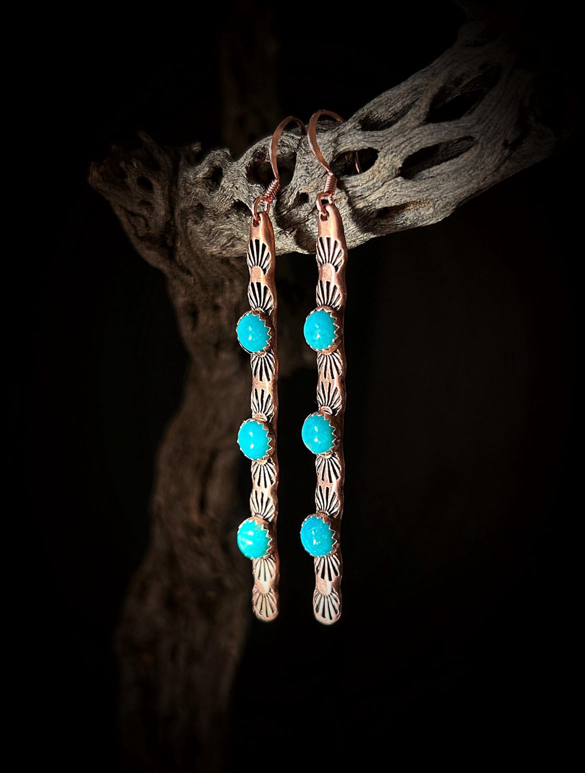 Copper Turquoise Earrings & 14k Rose Gold
