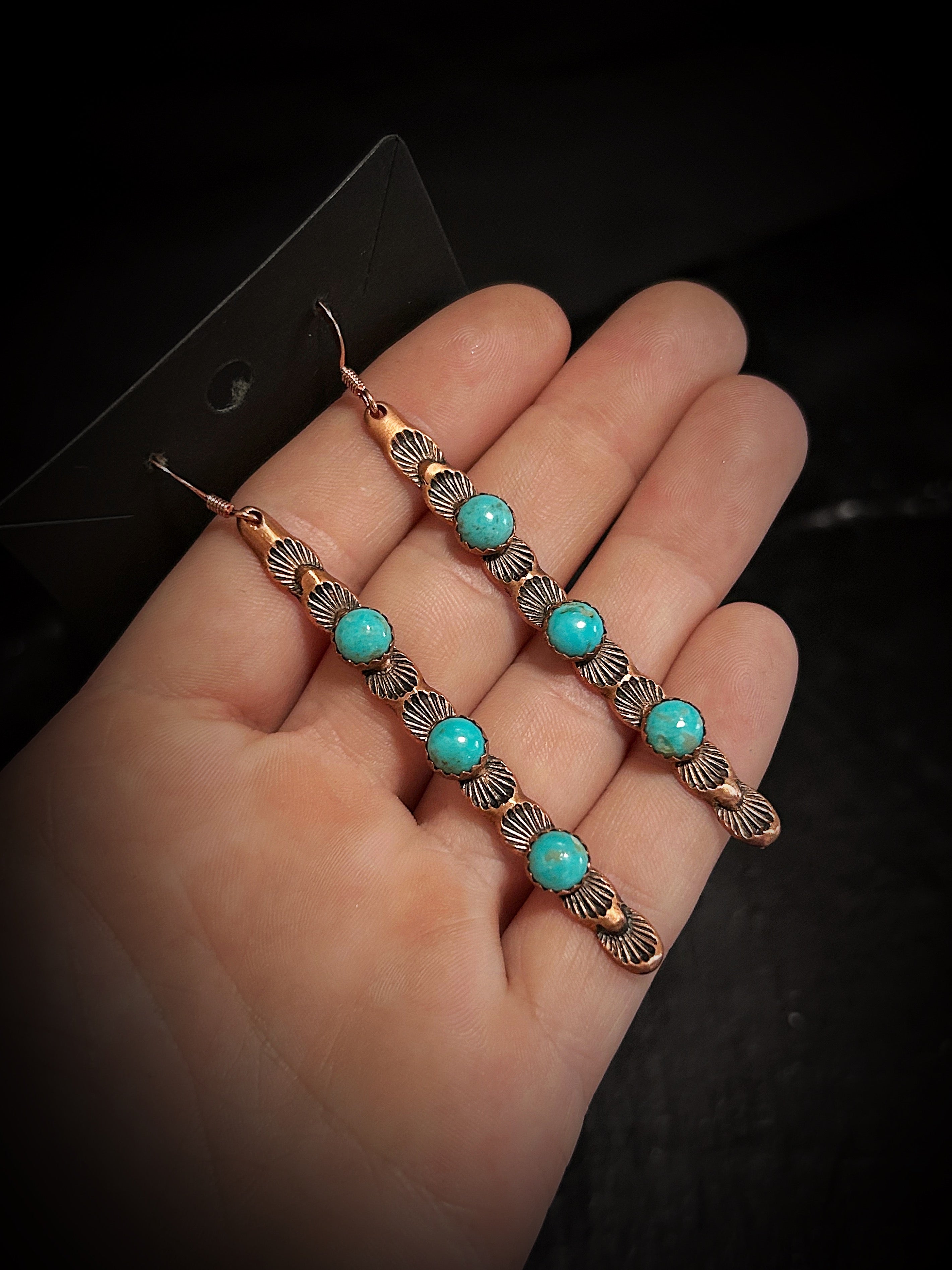Copper Turquoise Earrings & 14k Rose Gold