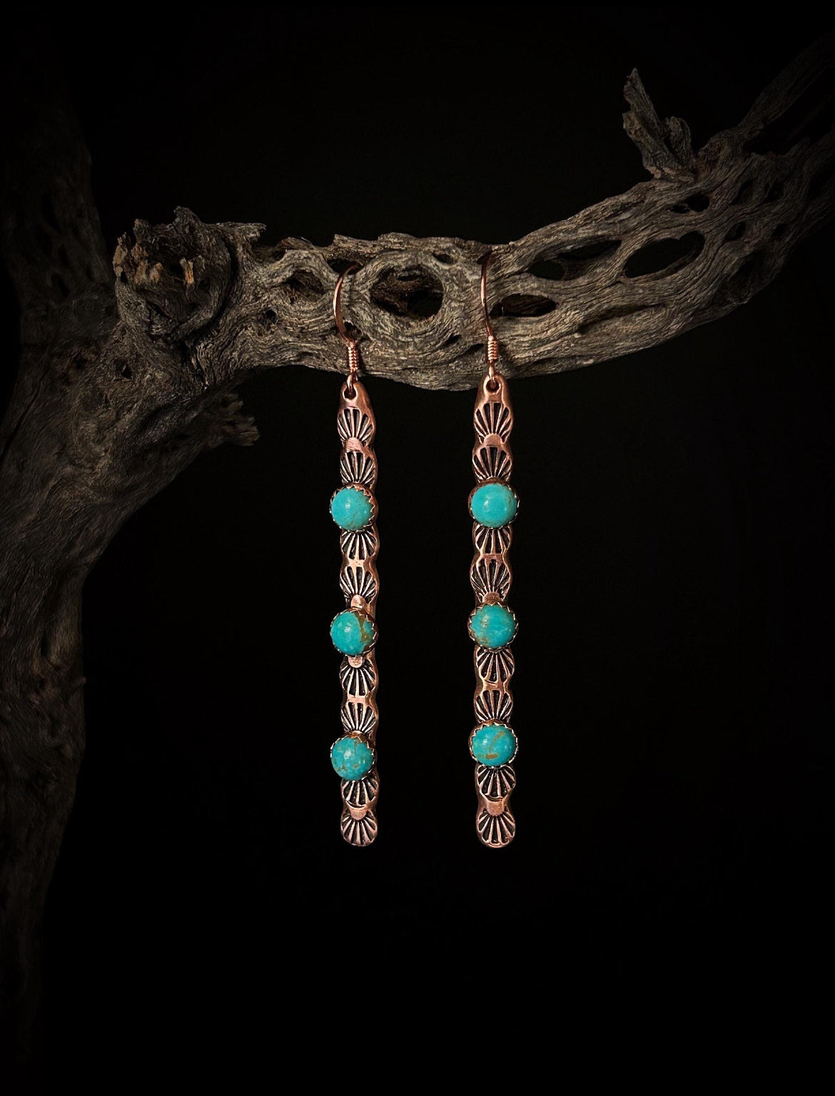 Copper Turquoise Earrings & 14k Rose Gold