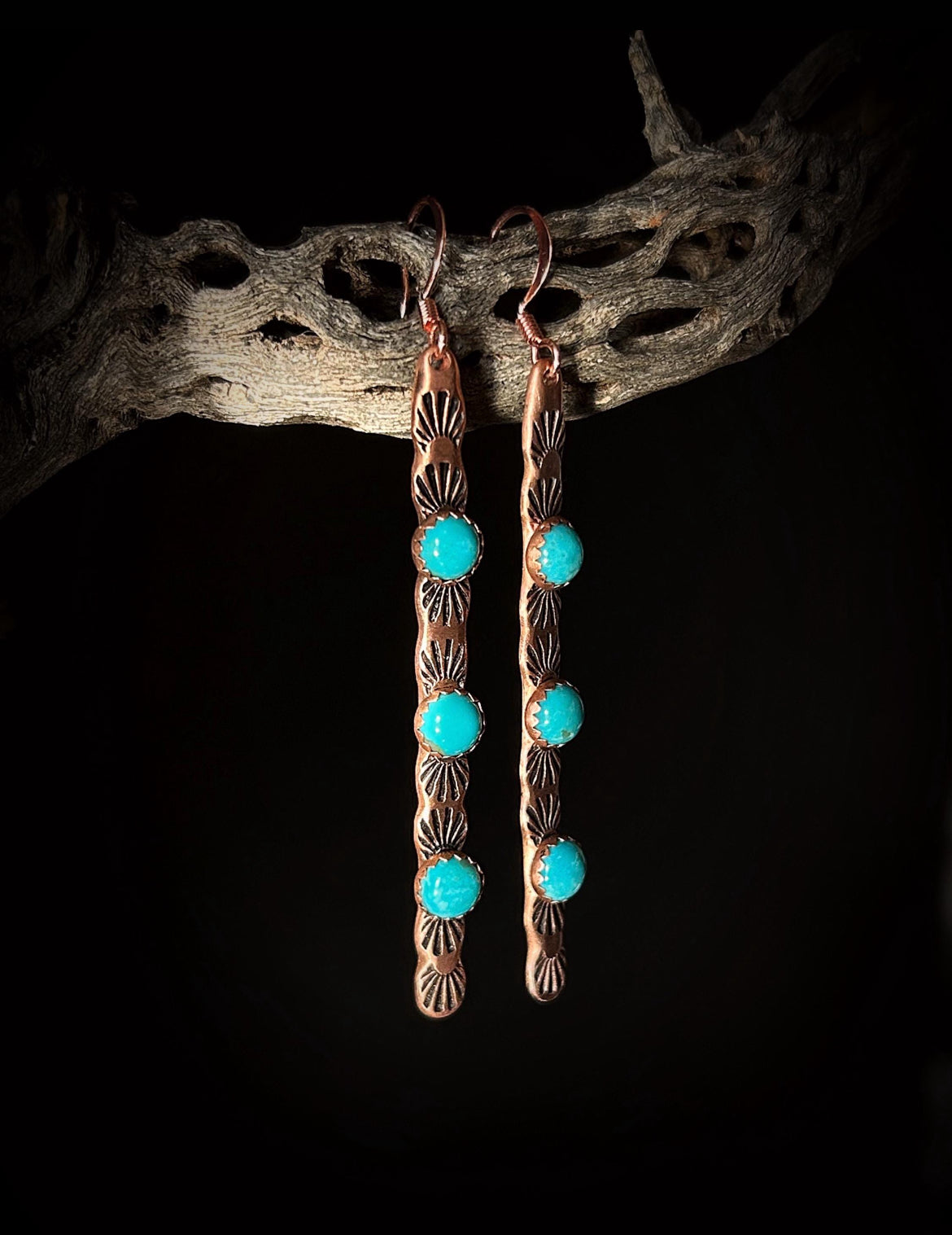 Copper Turquoise Earrings & 14k Rose Gold