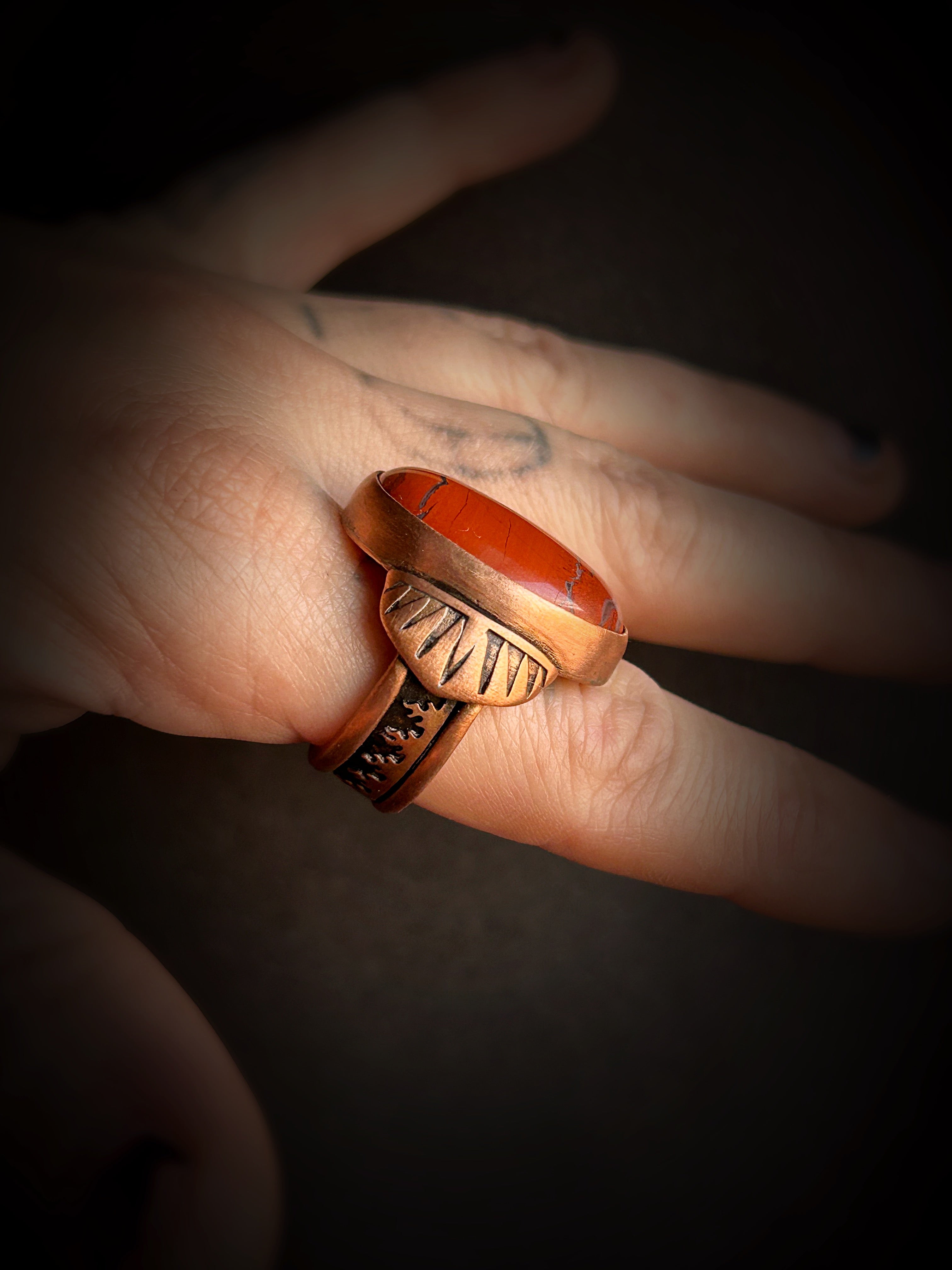 Copper Red Jasper Ring Size 10