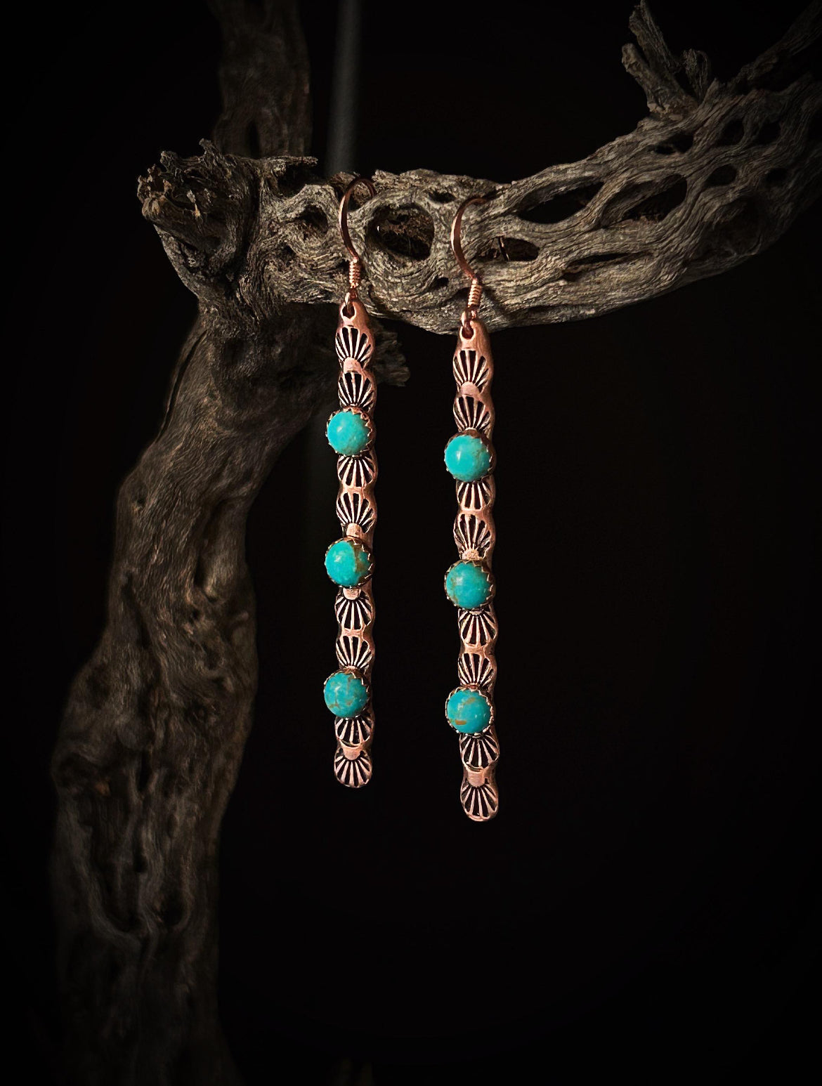 Copper Turquoise Earrings & 14k Rose Gold