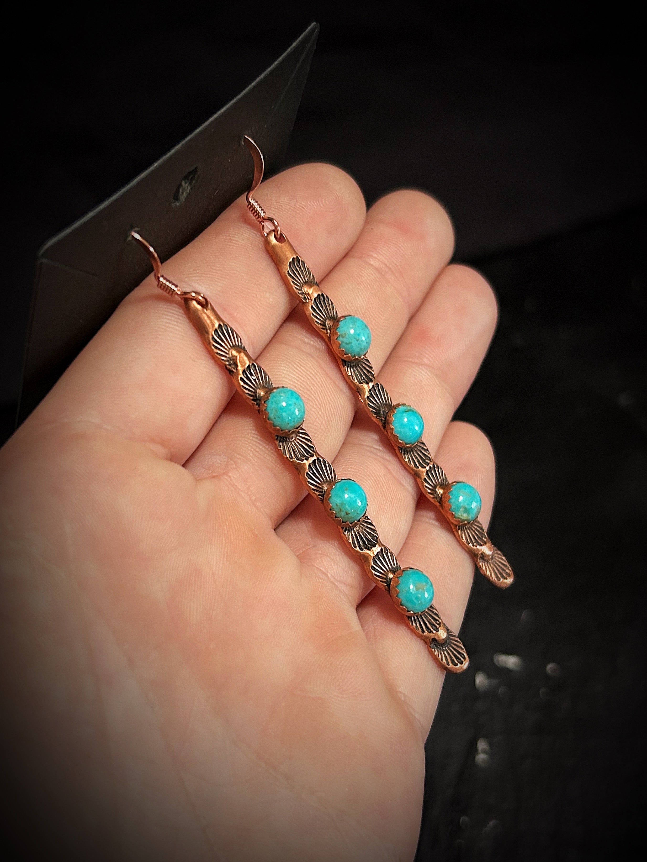 Copper Turquoise Earrings & 14k Rose Gold
