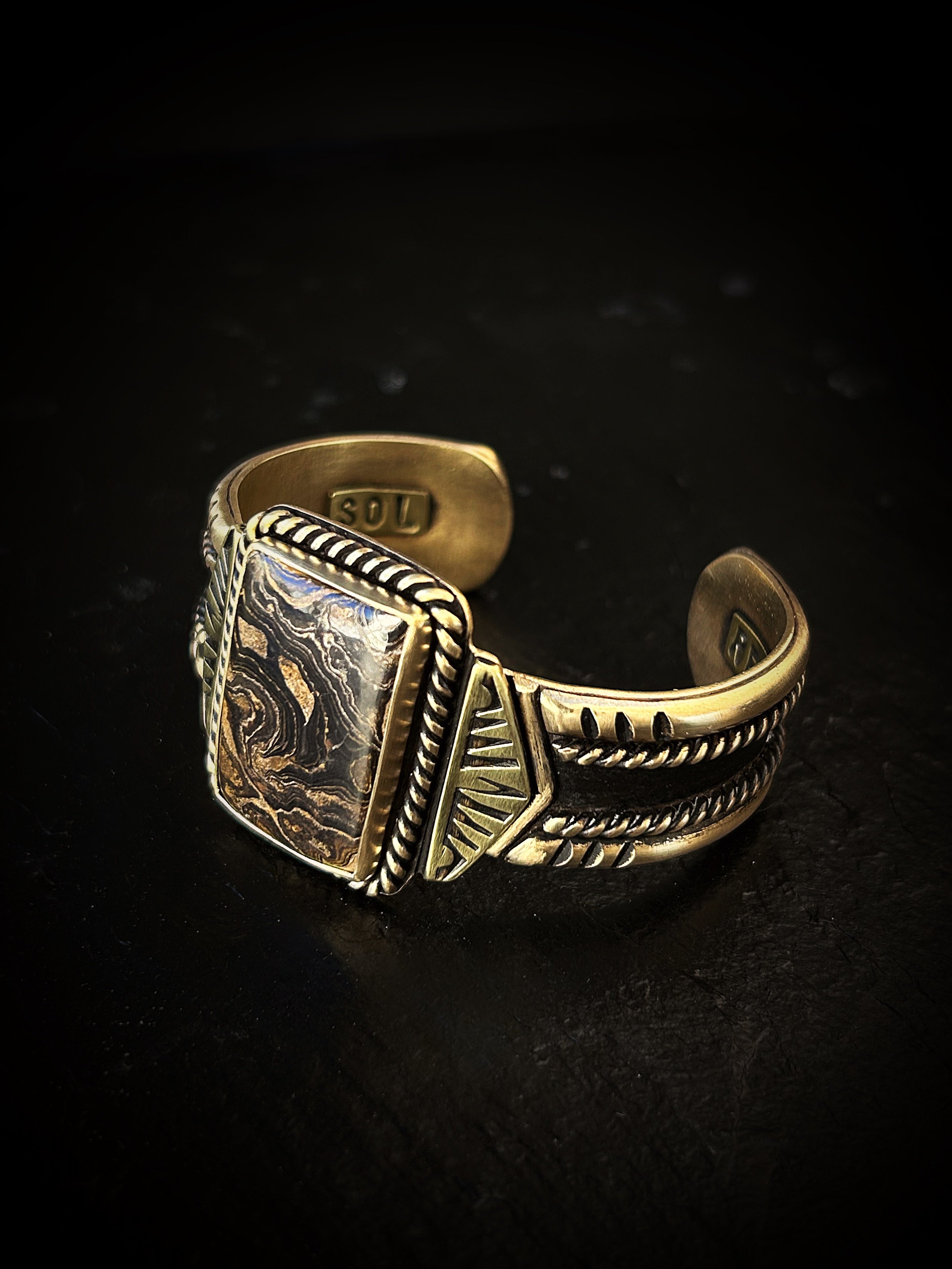 Brass Stromatolite Cuff Bracelet