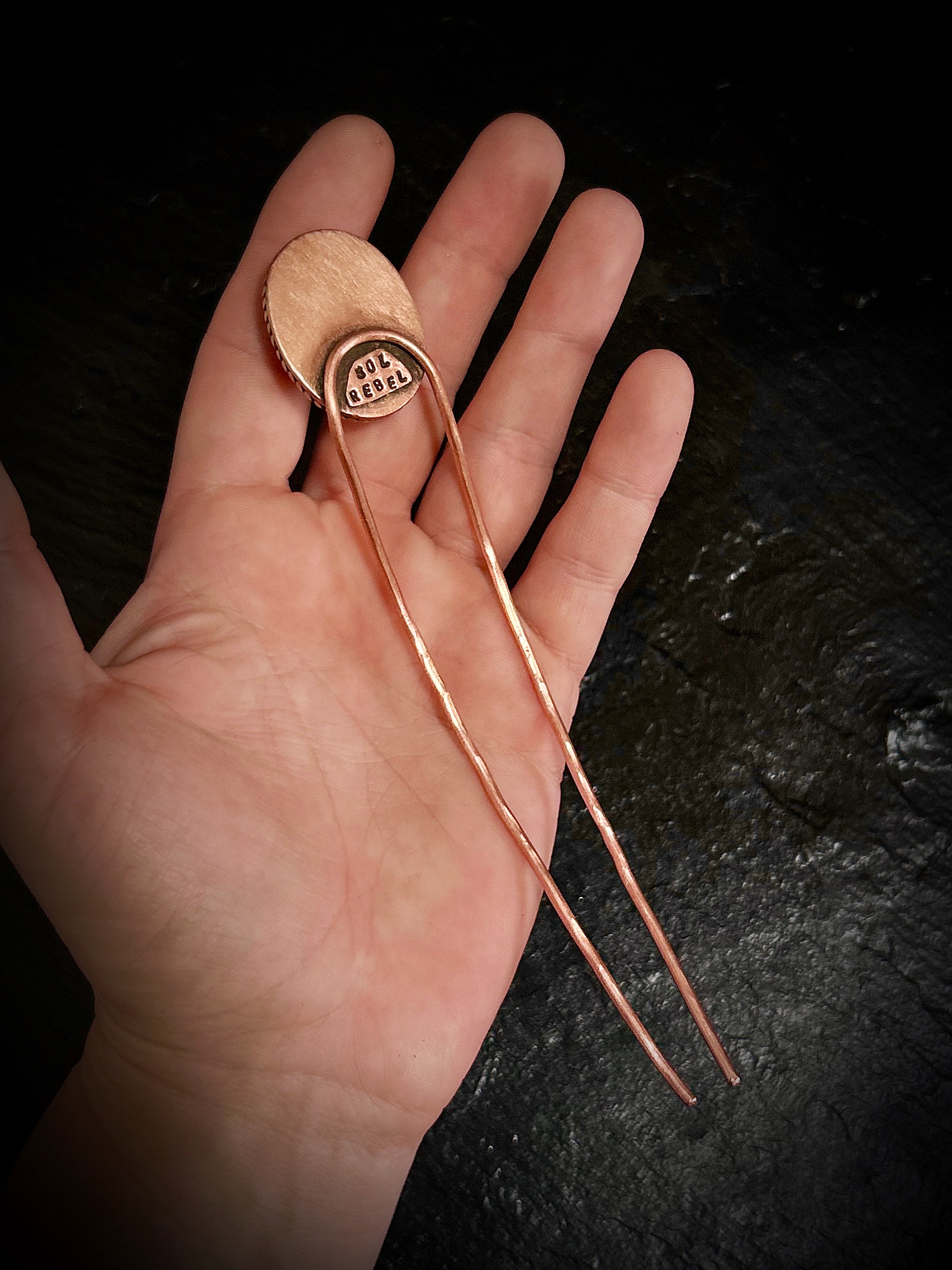 Copper Clear Quartz Hair Fork