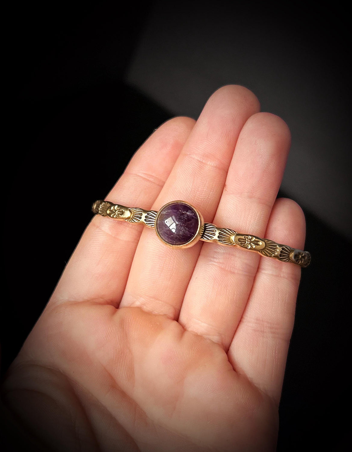 Brass Amethyst Bracelet