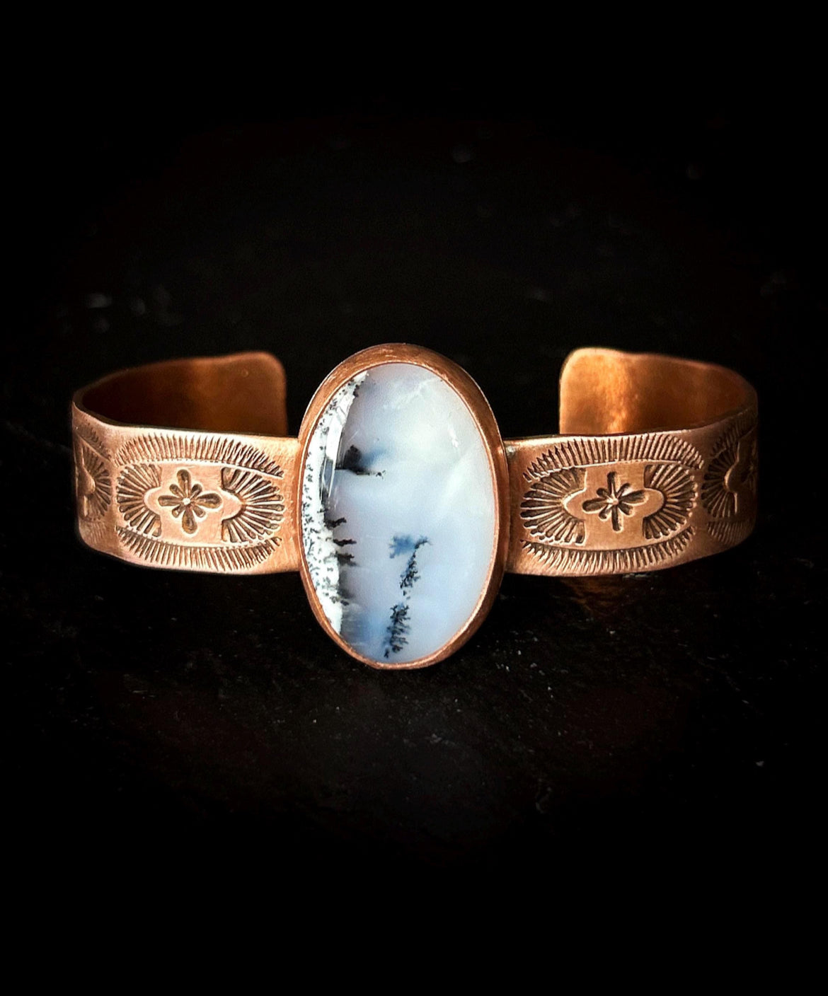 Copper Dendritic Opal Cuff