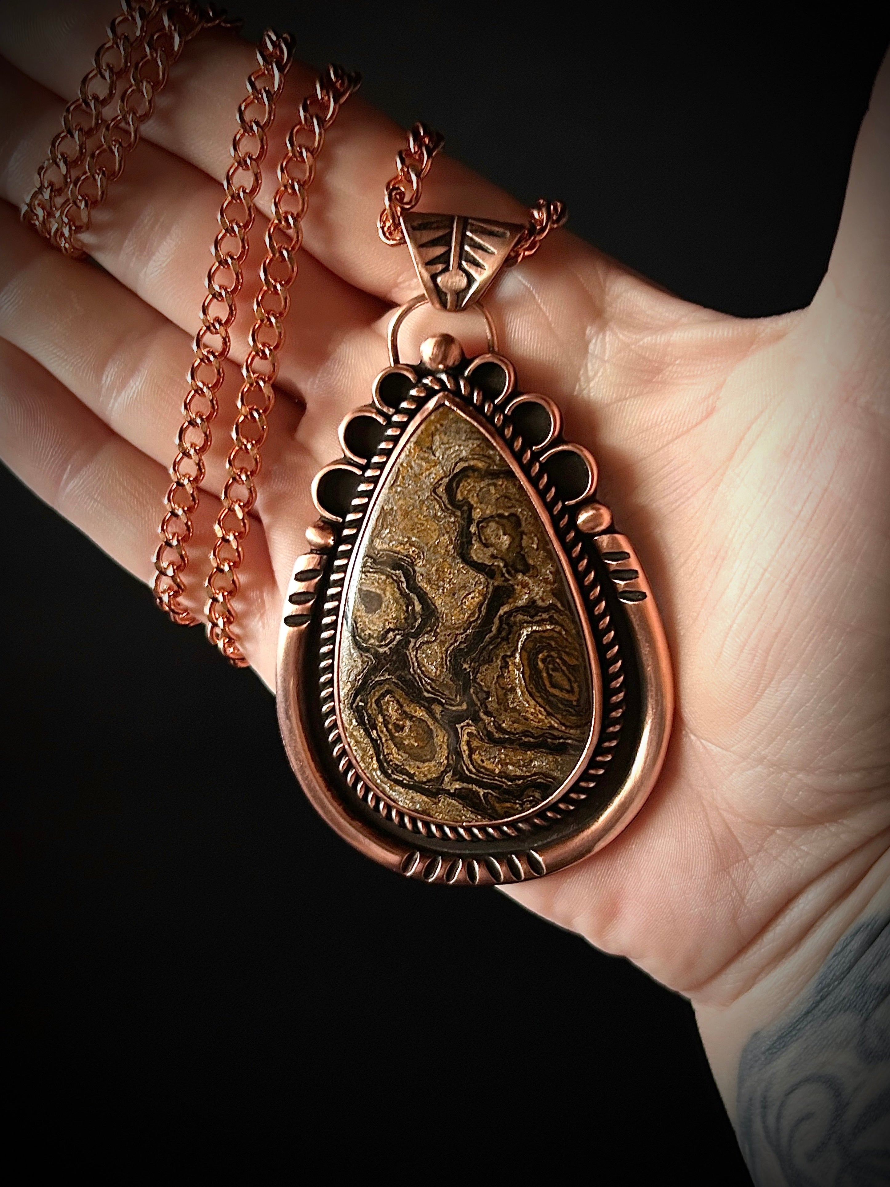 Copper Stromatolite Necklace Pendant