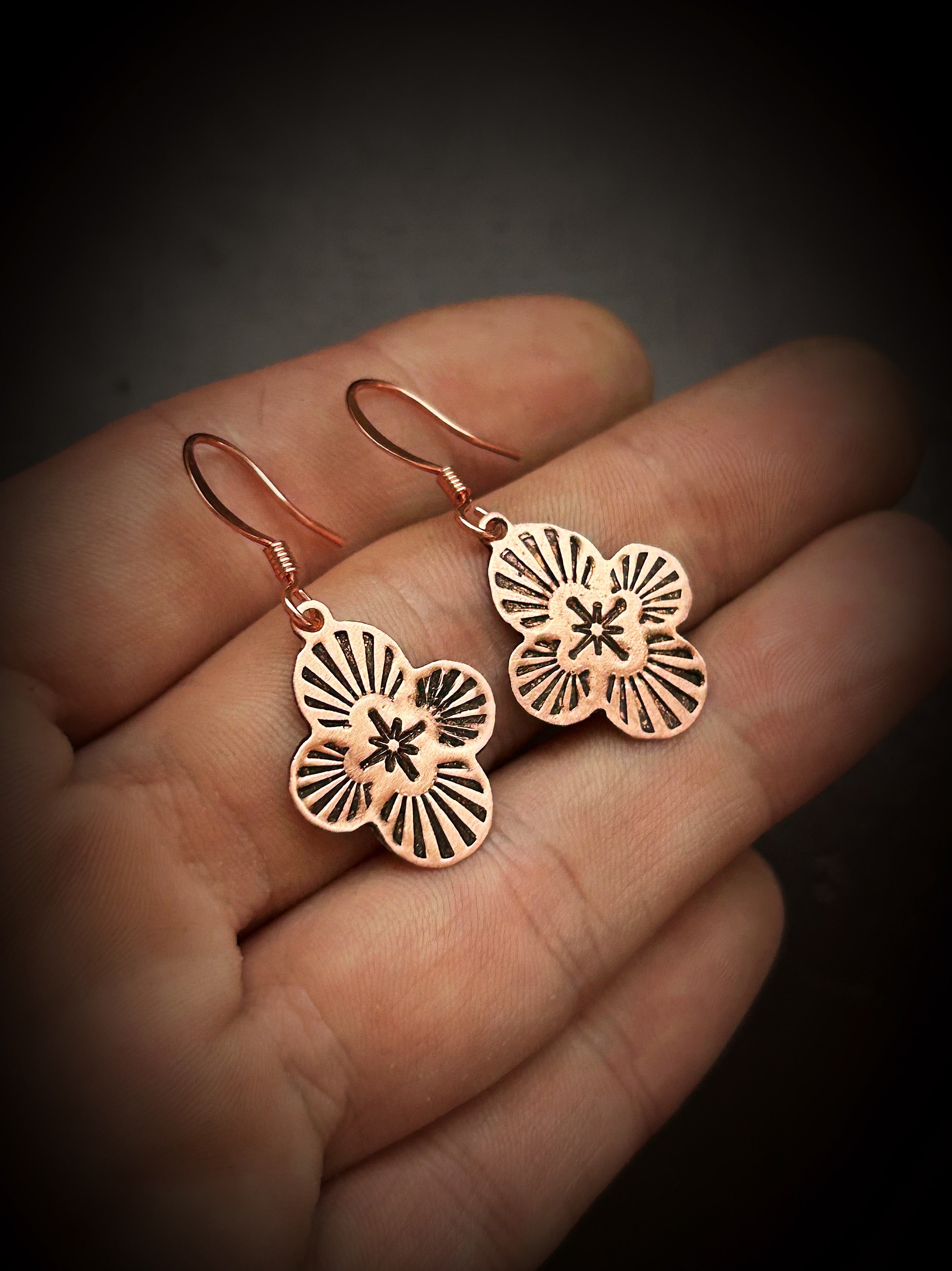 Copper & 14k Rose Gold Celestial Earrings