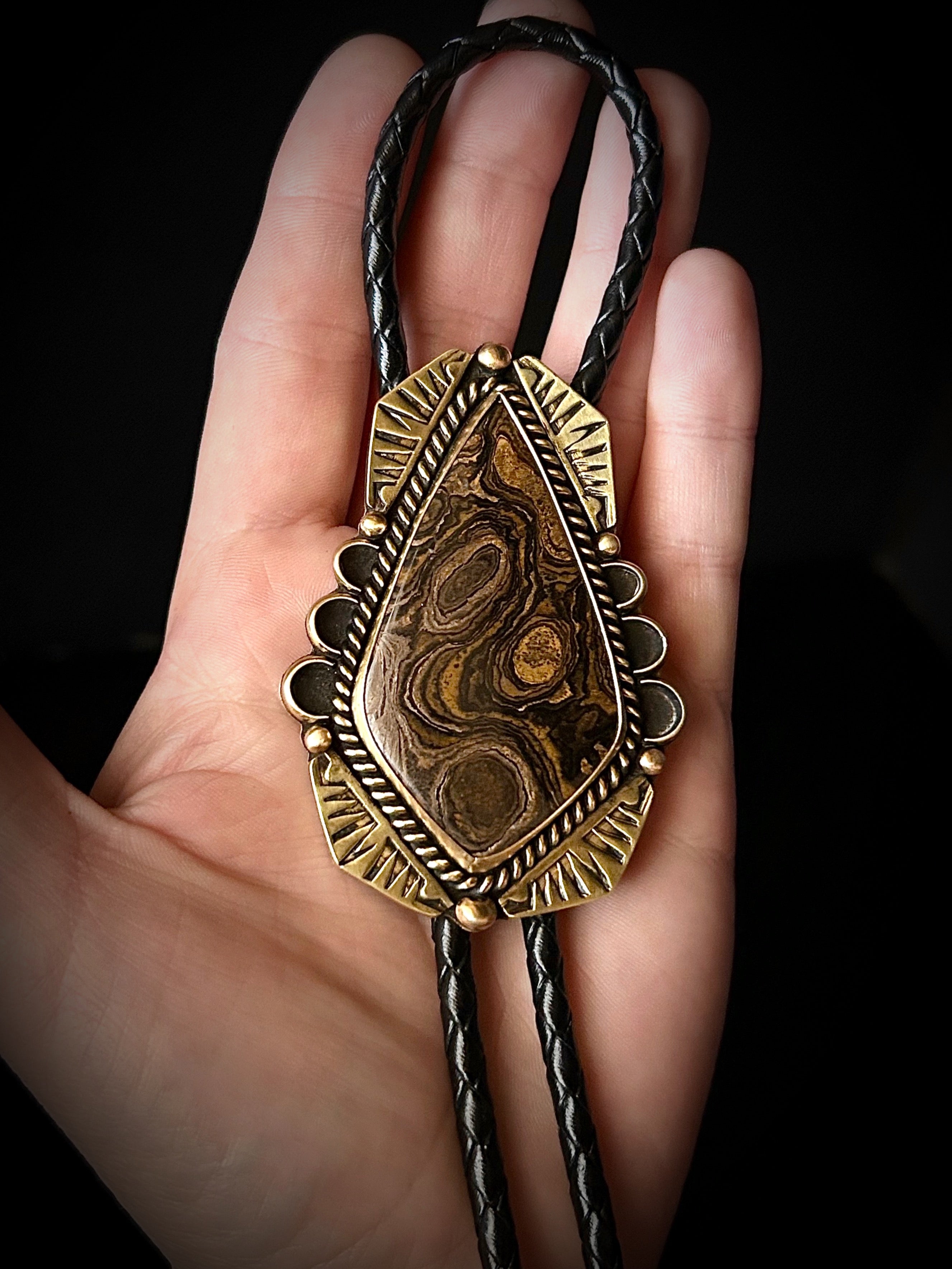Brass Stromatolite Bolo Tie