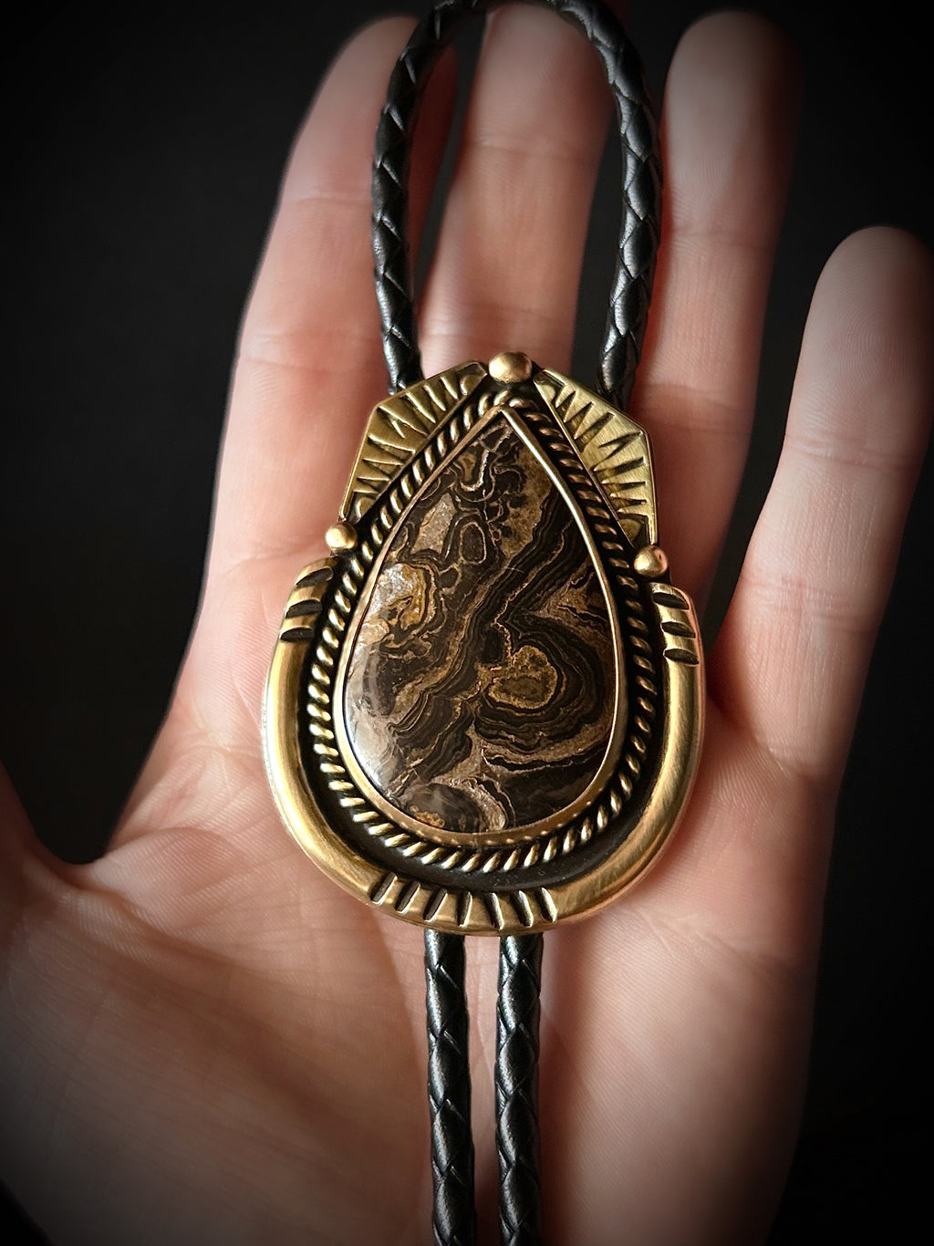 Brass Stromatolite Bolo Tie